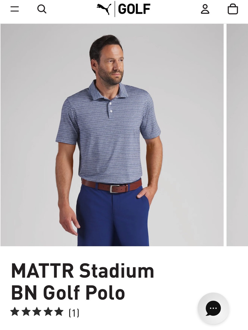Puma Men's Blue and White Micro-Stripe Golf Polo
